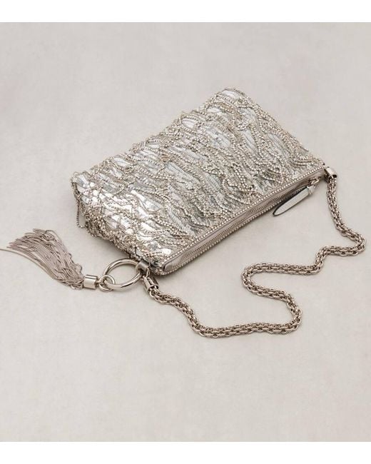 Jimmy Choo White Clutch Callie Mini Aus Satin Mit Pailletten
