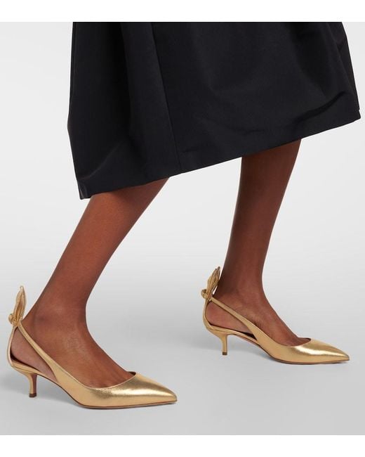 Aquazzura Natural Bow Tie Metallic Leather Pumps