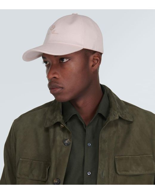 Loro Piana Natural Logo Cashmere Velvet Baseball Cap for men