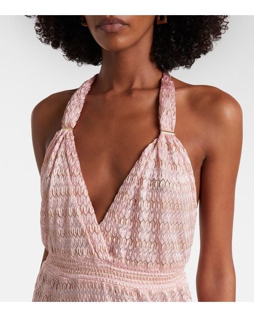 Melissa Odabash Pink Mariah Lame Maxi Dress