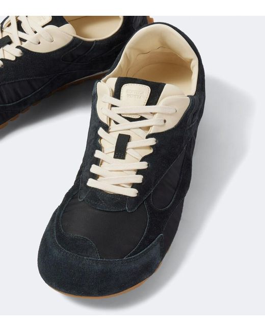 Bottega Veneta Black Orbit Flash Suede-Trimmed Sneakers for men