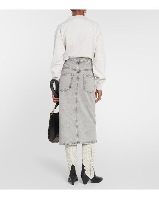 Isabel Marant Gray Vandy Denim Midi Skirt