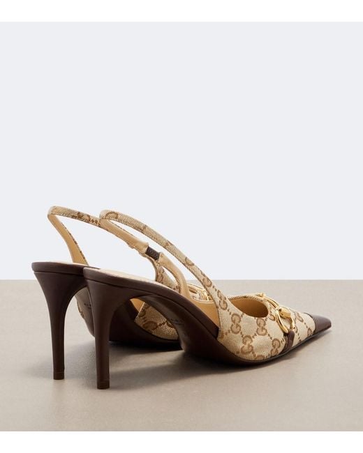 Gucci Natural Donna Gg Canvas Slingback Pumps