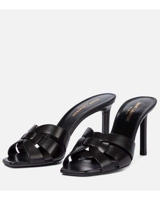 Saint Laurent Black Tribute Leather Mules