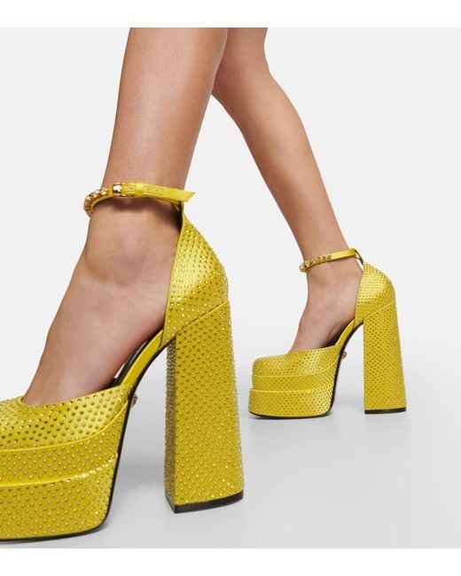 Versace Yellow Medusa Aevitas Embellished Platform Pumps