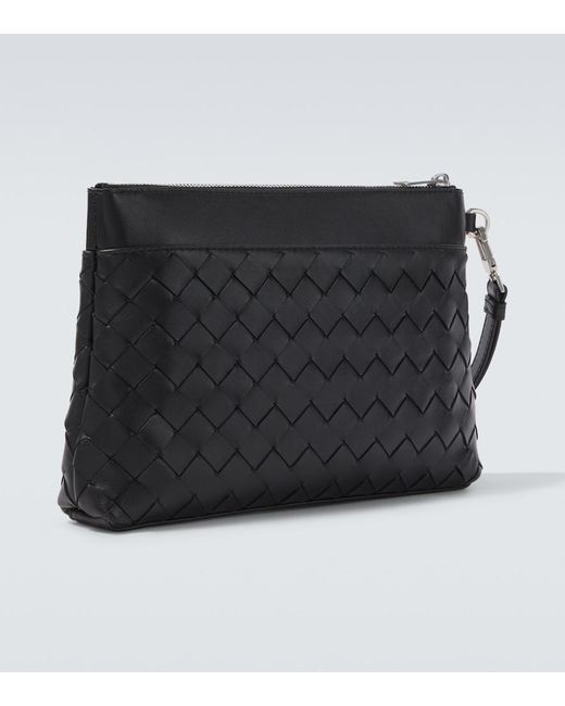 Bottega Veneta Black Prism Leather Pouch for men