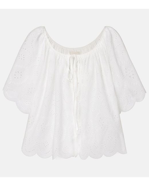 Faithfull The Brand White Fondaco Broderie Anglaise Top