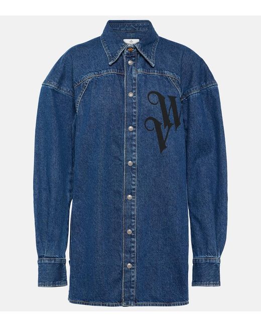 Camisa en denim con logo Vivienne Westwood de color Blue