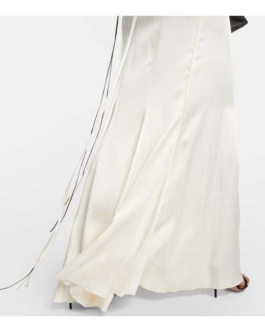 Victoria Beckham White Duchesse-satin And Lace-trimmed Jersey Maxi Dress