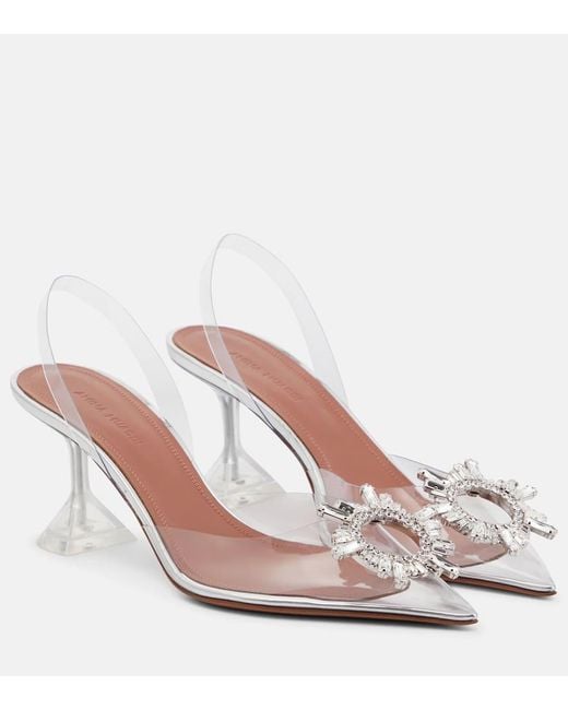 AMINA MUADDI Pink Begum Embellished Pvc Slingback Pumps