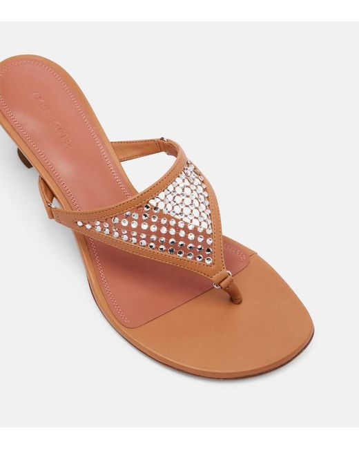 AMINA MUADDI Pink Cameron 45 Embellished Thong Sandals