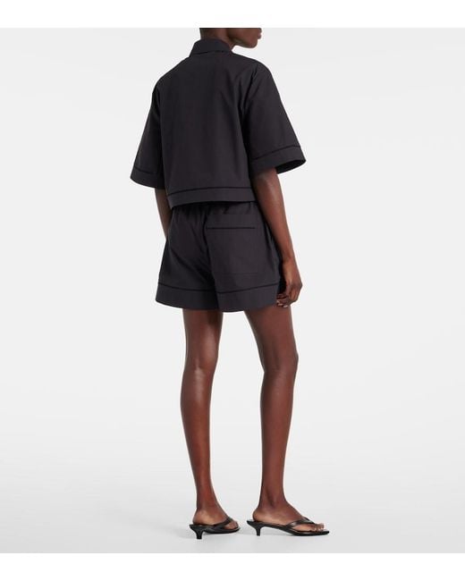 Rohe Blue Embroidered Cotton Poplin Shorts