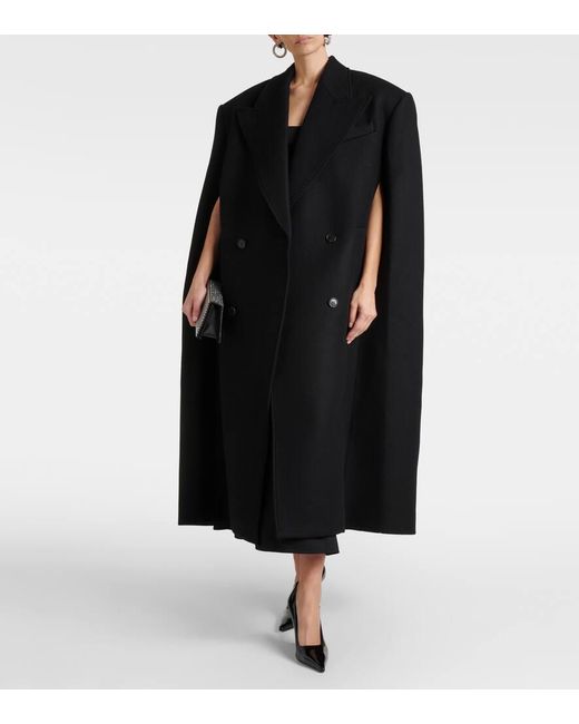 Mantella doppiopetto in lana vergine di Wardrobe NYC in Black