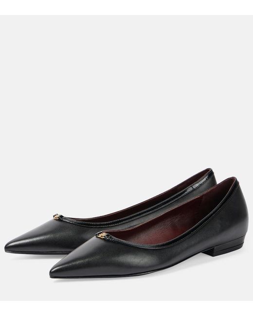 Tory Burch Black Ballerinas Double T Aus Leder