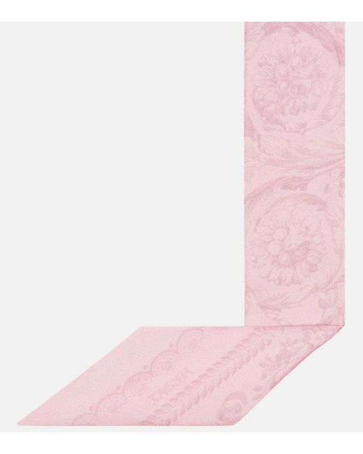 Foulard Barocco en soie Versace en coloris Pink