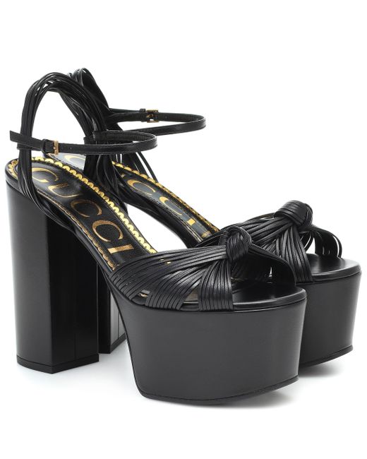 Gucci Black Leather Platform Sandal