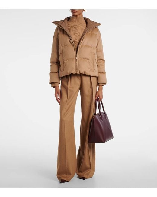 Max Mara Brown Wendbare Daunenjacke Diego Aus Kamelhaar