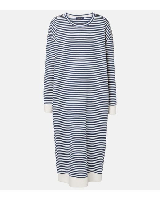 Max Mara Blue Calla Striped Jersey Midi Dress