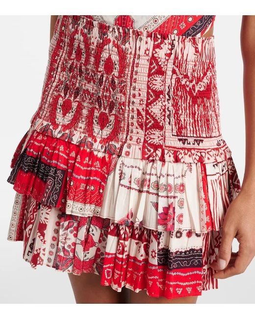 Isabel Marant Naomi Shirred Printed Cotton Miniskirt