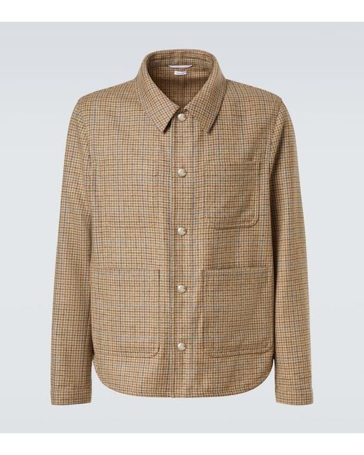 Thom Browne Natural Checked Wool Tweed Overshirt for men