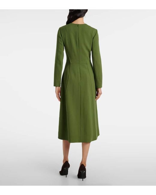 Emilia Wickstead Green Collinson Wool Crepe Midi Dress