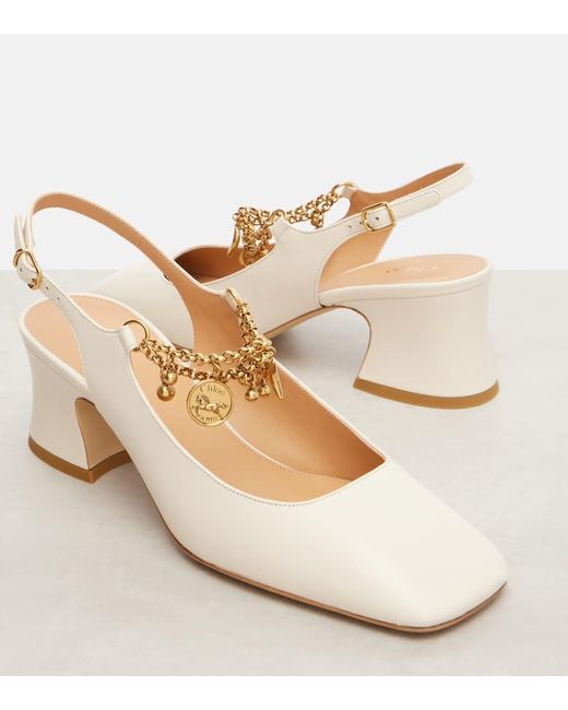 Chloé Natural Slingback-Pumps Charms 55 Aus Leder