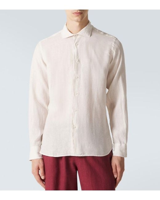 Fedeli White Nick Linen Shirt for men