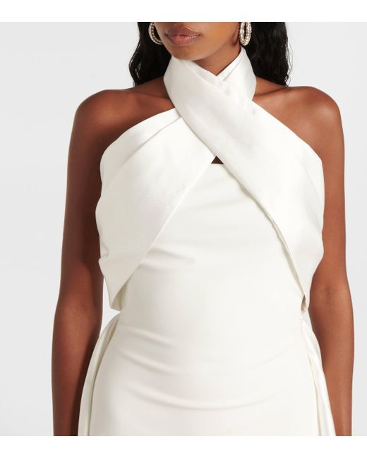 Solace London White Rumi Twill And Crepe Gown