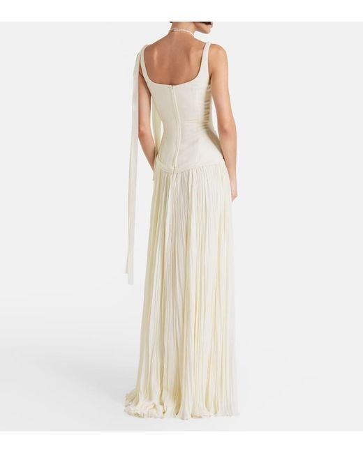 Marmar Halim White Ana Crepe And Chiffon Gown