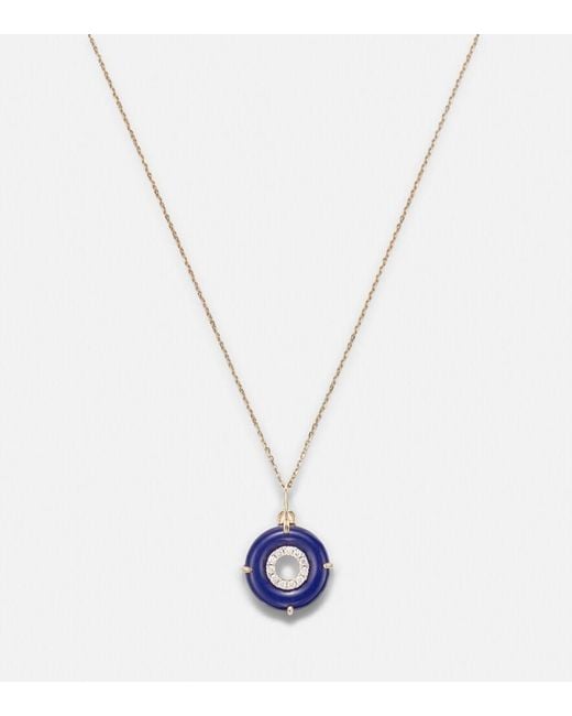 Mateo White 14Kt Pendant Necklace With Lapis Lazuli And Diamonds