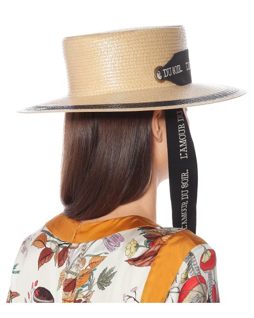 Gucci Ribbon-tie Straw-effect Hat in 