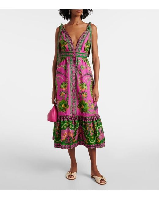 Farm Rio Pink Ana Tapestry Midi Dress