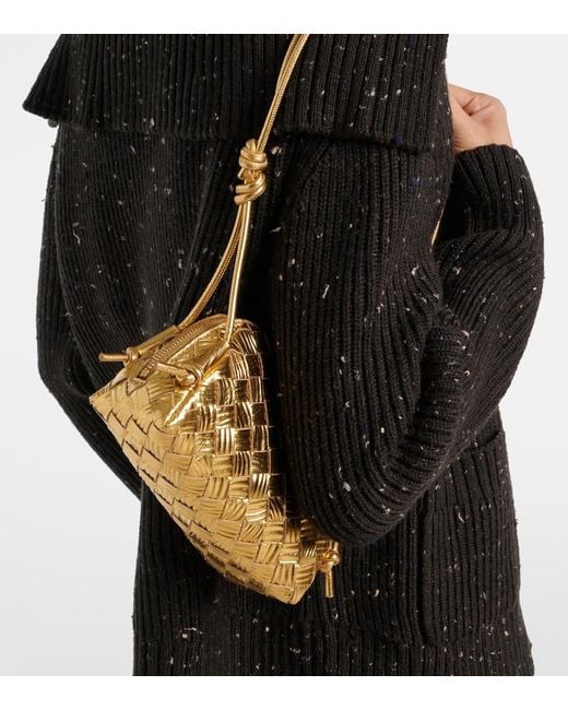 Bottega Veneta Concert Intrecciato Metallic Leather Pouch