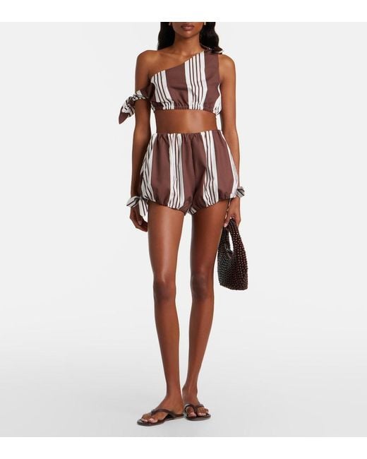 Posse Red Rosie Asymmetric Striped Cotton Crop Top