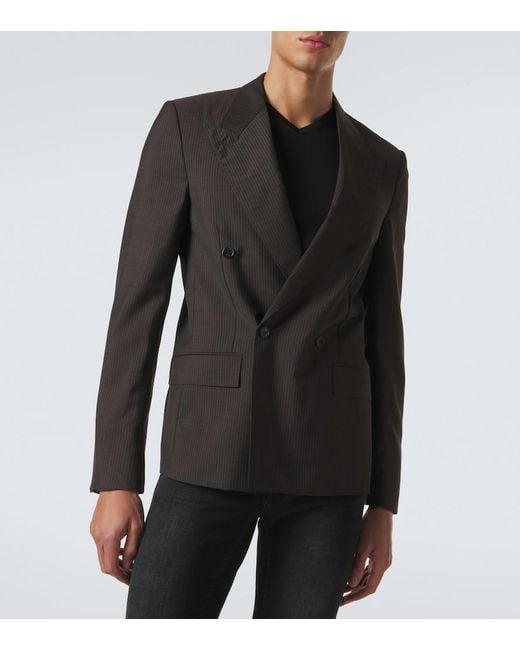 Gucci Black Pinstripe Wool And Mohair Blazer for men