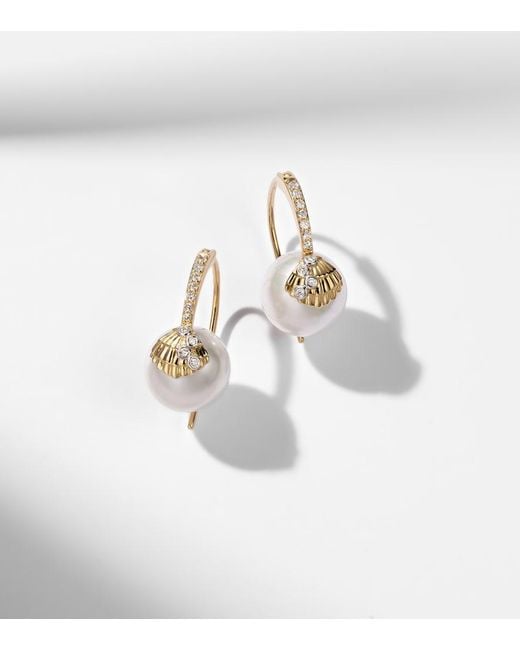 Sydney Evan White 14Kt Earrings With Pearls And Diamonds