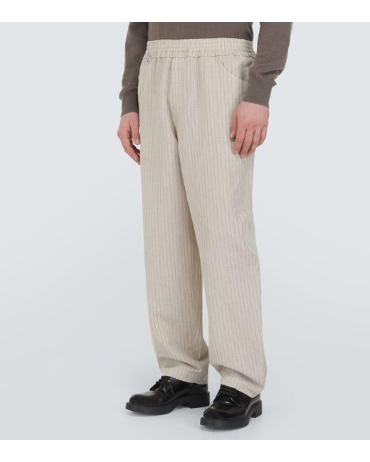 Pantalones anchos de lana y lino con raya diplomatica Undercover de hombre de color Natural