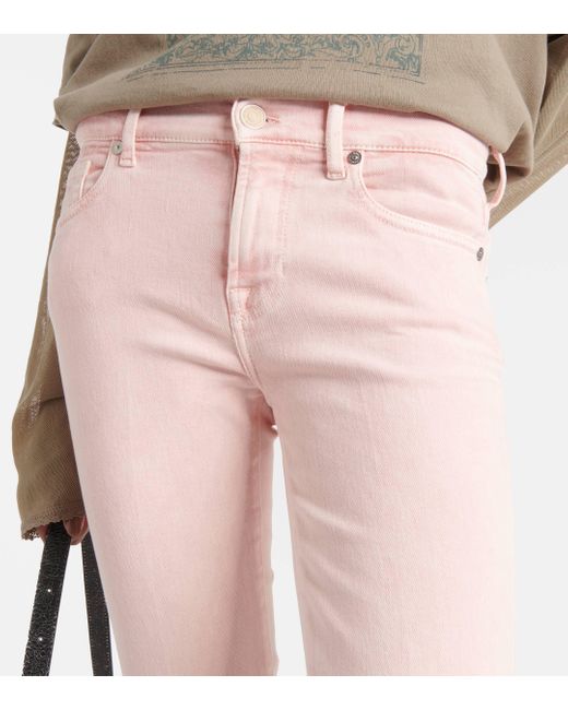 7 For All Mankind Pink Mid-rise Bootcut Jeans