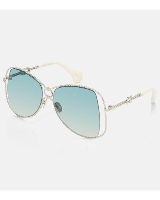 Aquazzura Blue Malibu Oversized Sunglasses