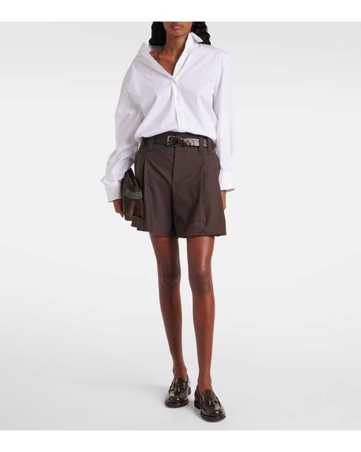 Bermudas En Mezcla De Lana Con Cuentas Monili Brunello Cucinelli de color Brown
