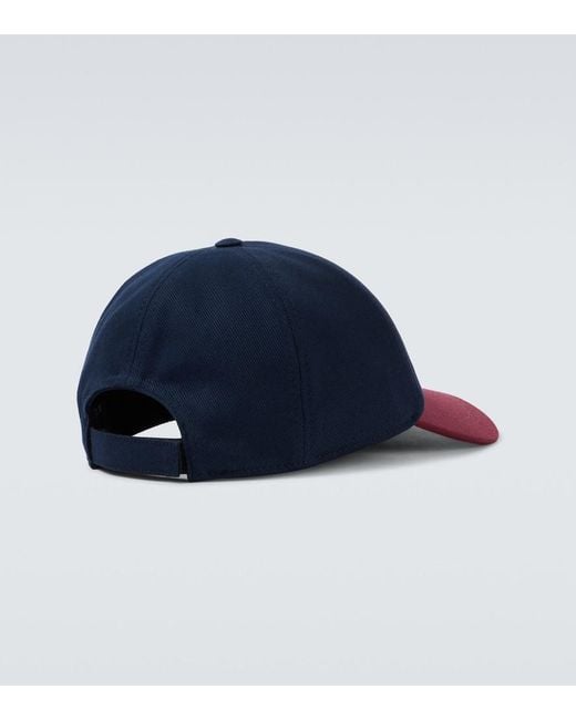 Miu Miu Blue Logo Cotton Drill Baseball Cap for men