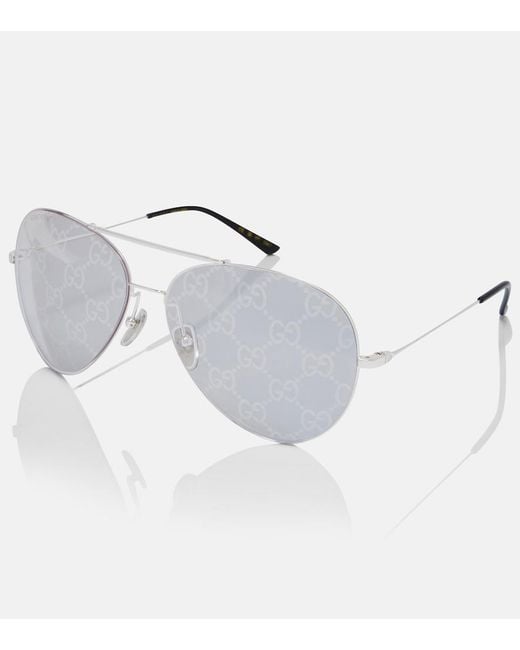 Gucci Gray Ssima Gg Aviator Sunglasses