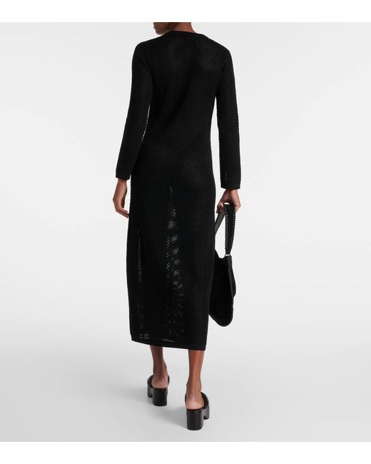 Nili Lotan Black Zera Open-knit Cotton Maxi Dress