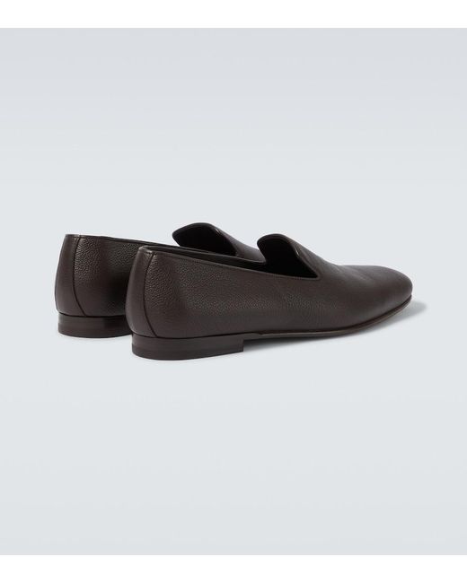 Manolo Blahnik Brown Leather Loafers for men