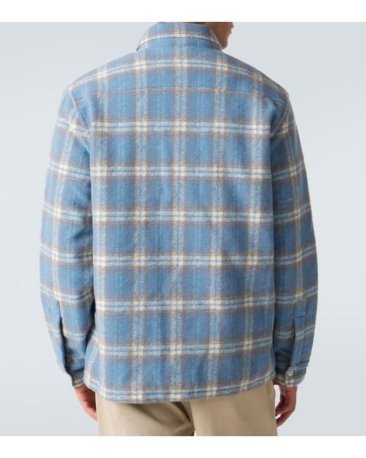 Polo Ralph Lauren Blue Plaid Wool-Blend Flannel Shirt for men