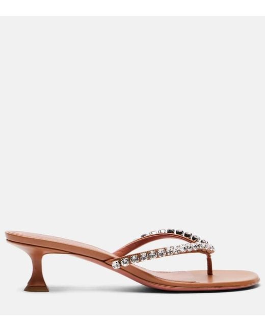 AMINA MUADDI Pink Sandalen Gigi 45 Aus Leder Mit Kristallen