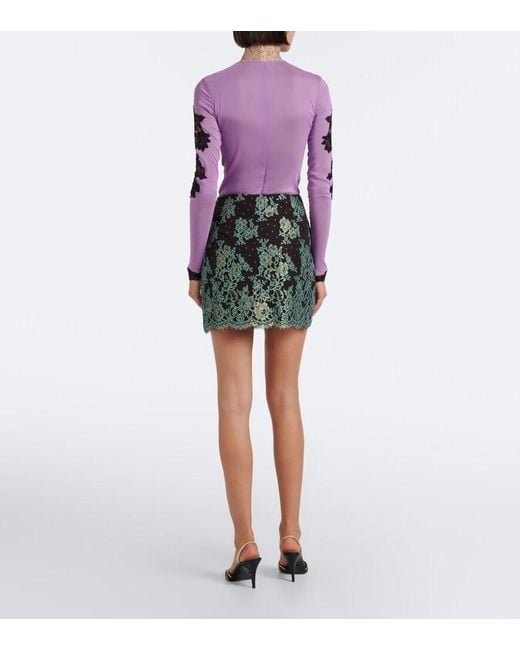Valentino Green Lace Miniskirt