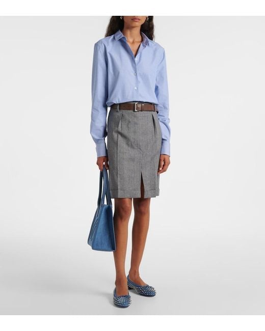 Christian Louboutin Blue Sweetie Jane Spikes Denim Flat