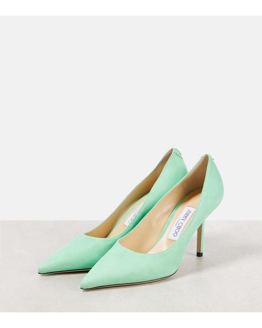 Jimmy Choo Green Love 85 Suede Pumps