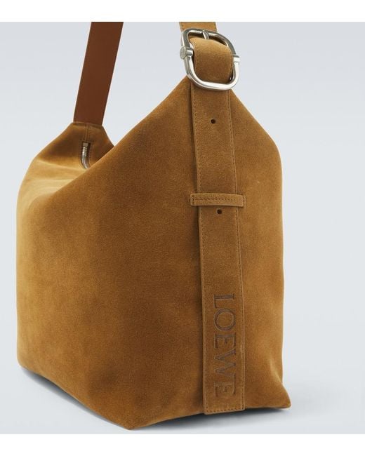 Loewe Brown Loop Large Suede Shoulder Bag for men